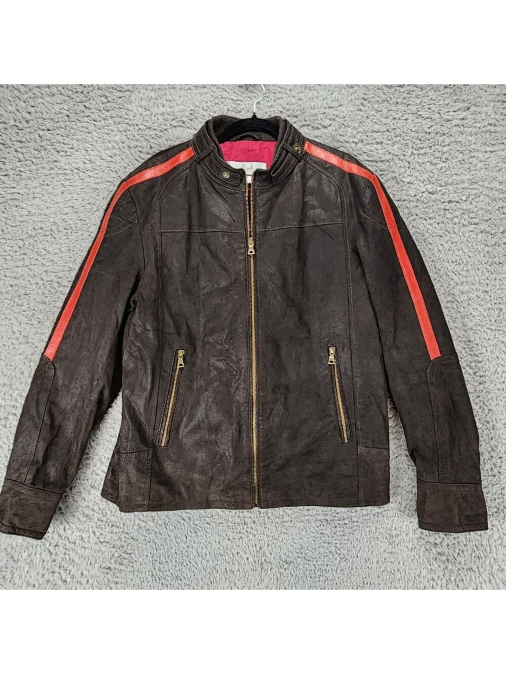 Blink Jacket Womens Large Brown Leather Long Sleeve Full Zip